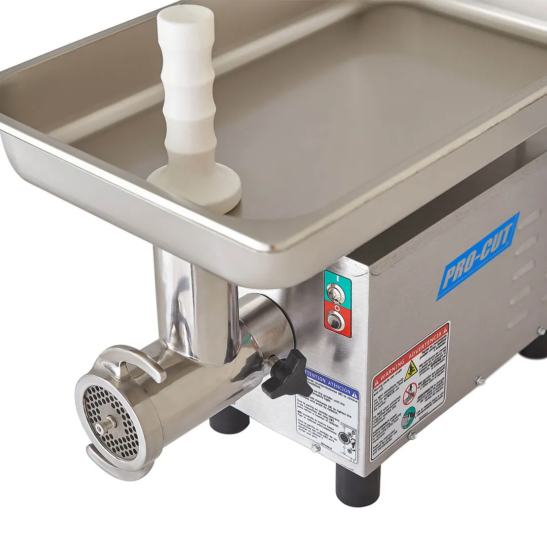 Pro-Cut KG-12-SS Bench Electric Meat Grinder – #12 Hub, 3/4 HP, 444/342 lb/hr, Stainless Steel, 550W, 115V, Non‑Slip Feet