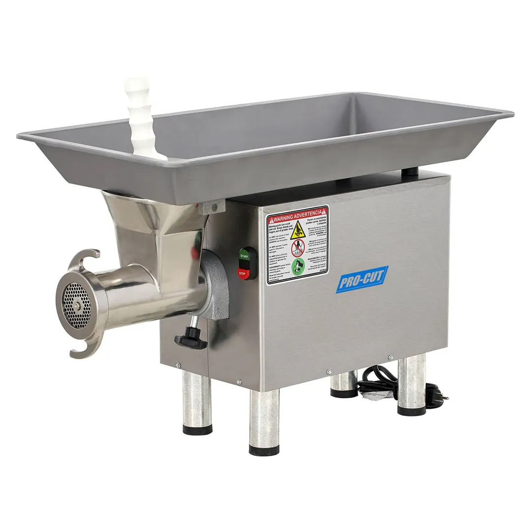 Pro-Cut KG-22W-SS Bench Electric Meat Grinder, #22 Hub, 1 HP, 110V, 740W, 1740 lbs/hr, Stainless Steel Construction