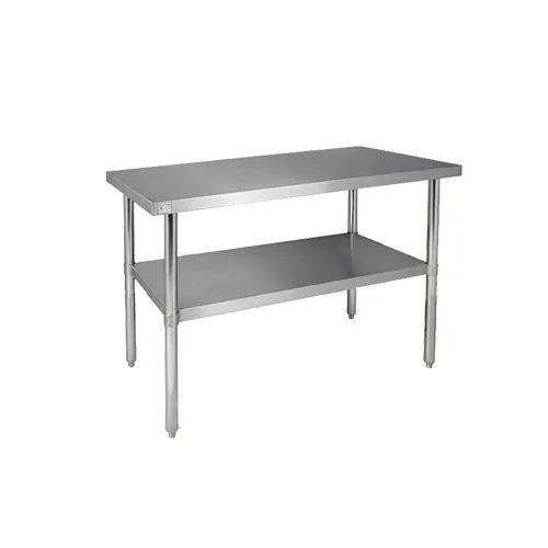 Klinger's Trading 16GA-AST3060 60" Open Base Work Table with Undershelf, Flat Top / 16 Gauge Top