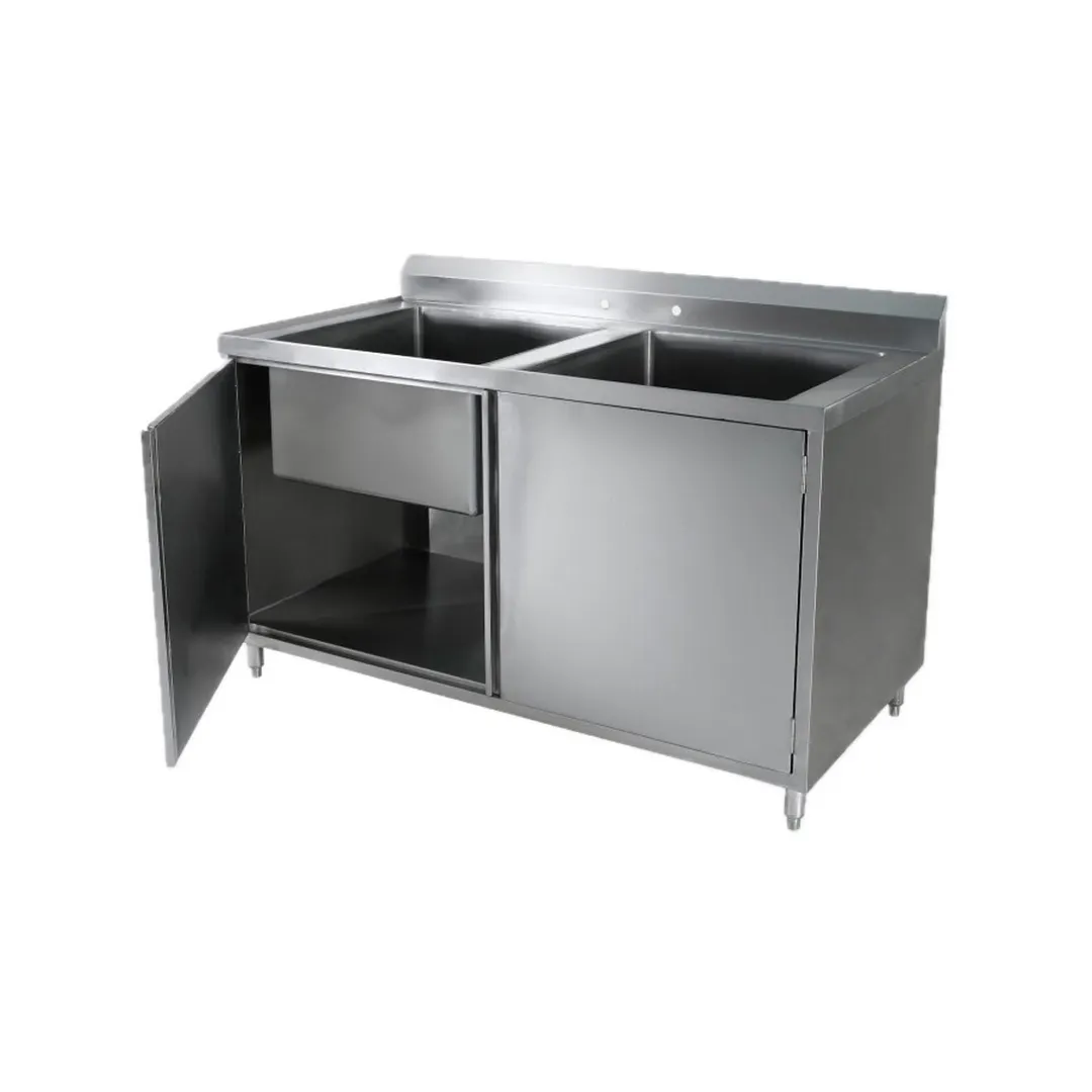 Klinger's Trading CAB3060 60" Two Compartment Sink, 24"W x 24"L Bowl Without Drainboard