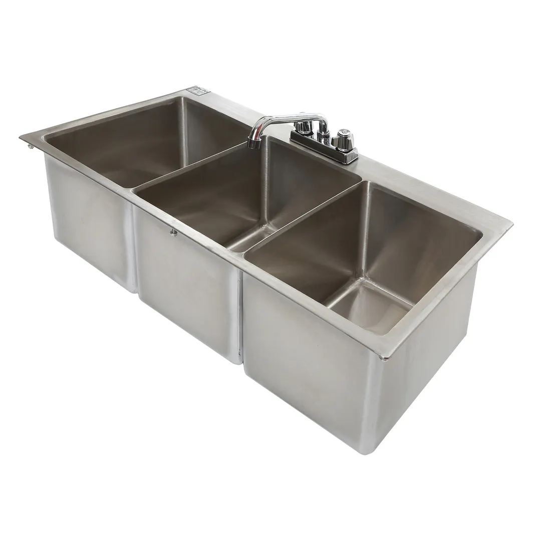 Klinger's Trading DIS3042 Three Compartment Drop-In Sink -  10"Wx14"front-to-backx10"D