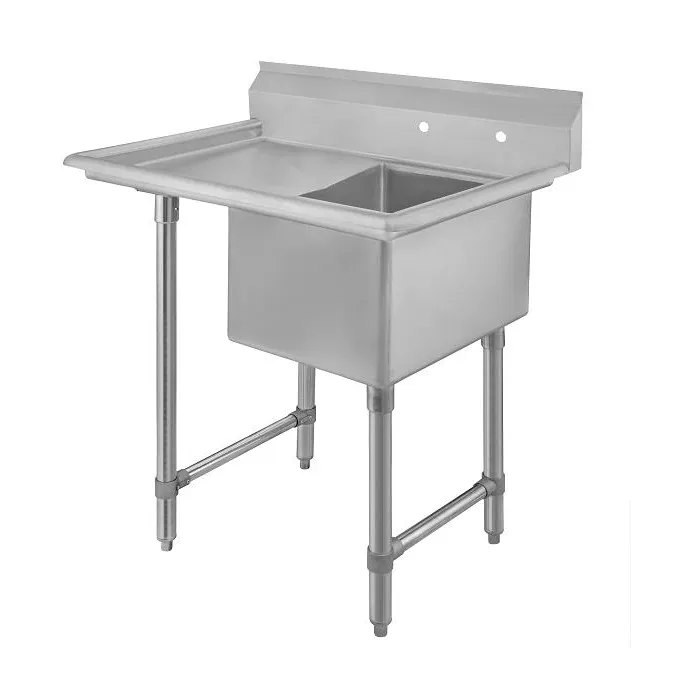Klinger's Trading EIT1DL18 44" One Compartment Sink, 24"W x 24"L Bowl With Left-Hand Drainboards