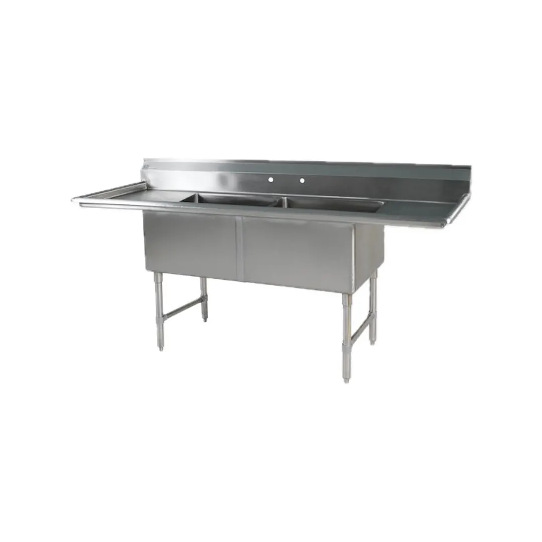 Klinger's Trading EIT22D24 96" Two Compartment Sink, 24"W x 24"L Bowl With 2 Drainboards