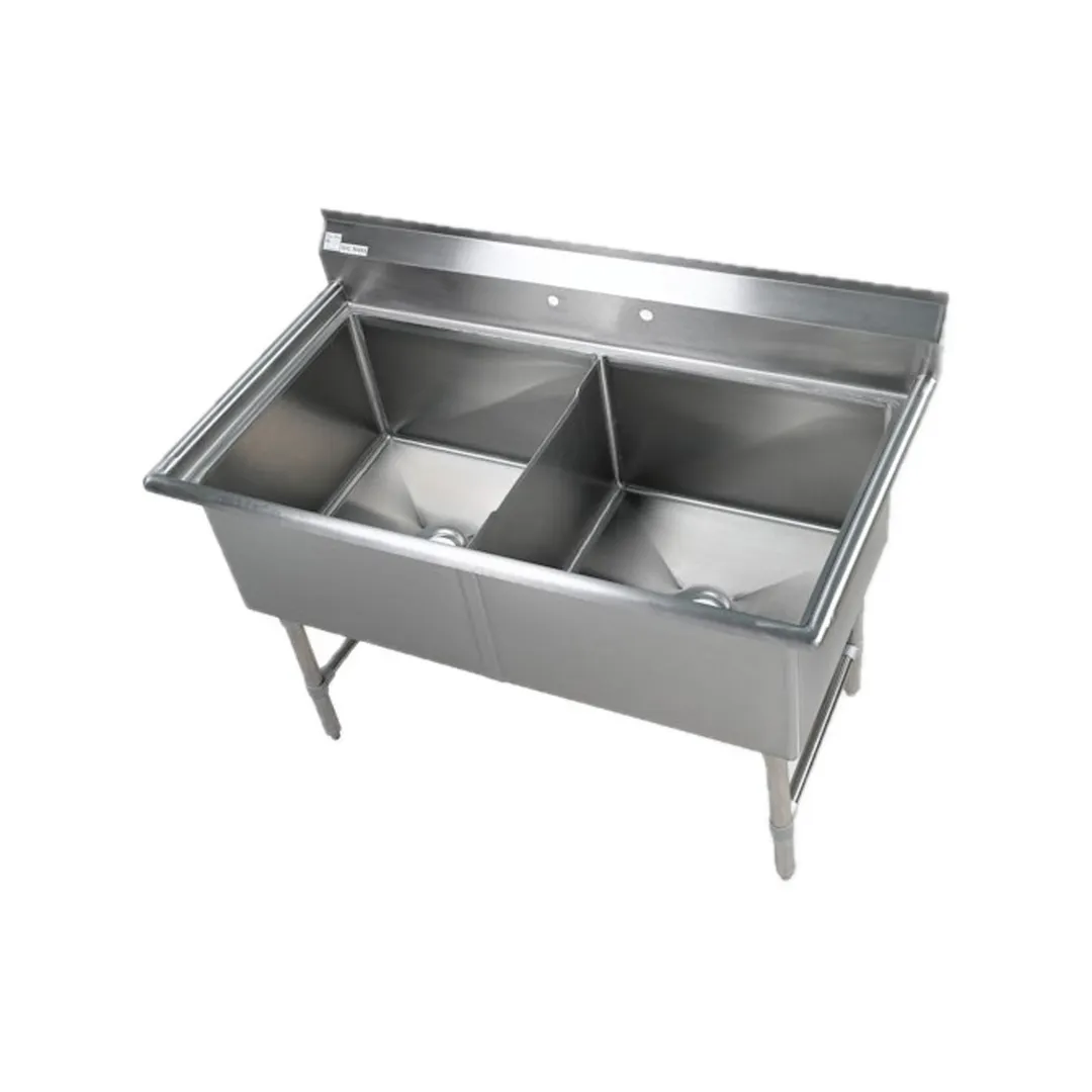 Klinger's Trading EIT2 53" Two Compartment Sink, 24"W x 24"L Bowl Without Drainboard