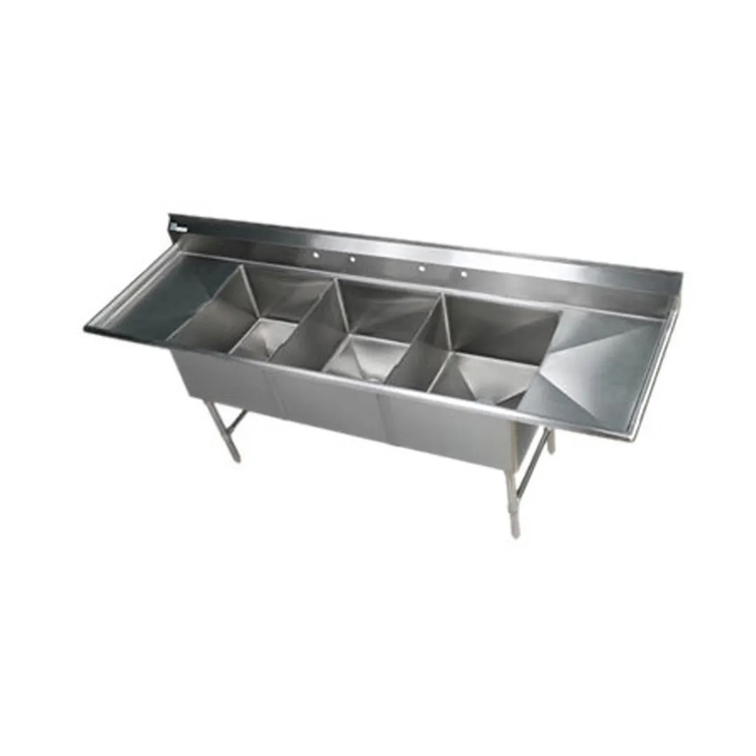 Klinger's Trading EIT32D18 102" Three Compartment Sink, 22"W x 26"L Bowl With 2 Drainboards
