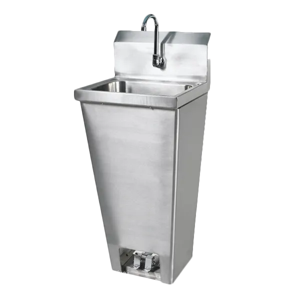 Klinger's Trading FOOT-FVHS-1000 16" Freestanding Hand Sink w/Faucet, Foot Valves & Soap Dispenser