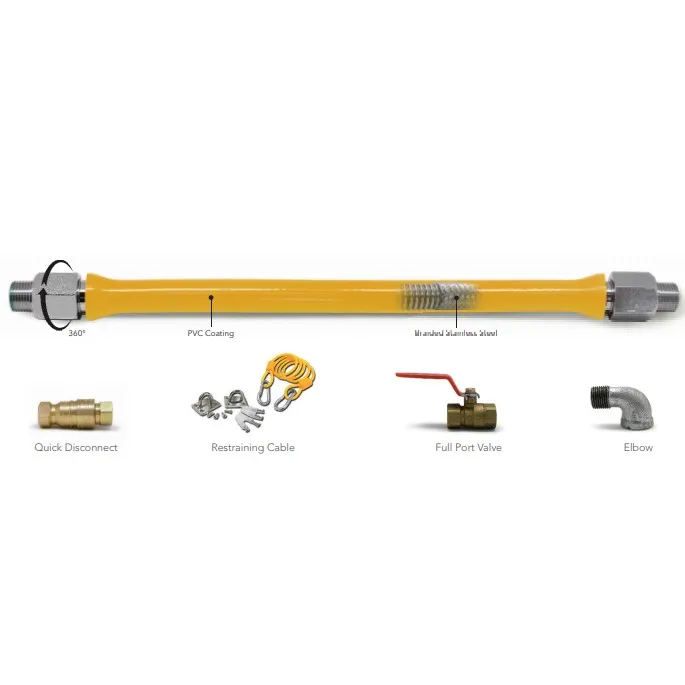 Klinger's Trading GH75KIT48 Easyflex® 48" Commercial Gas Connector Kit, PVC-Coated & Non-Flammable