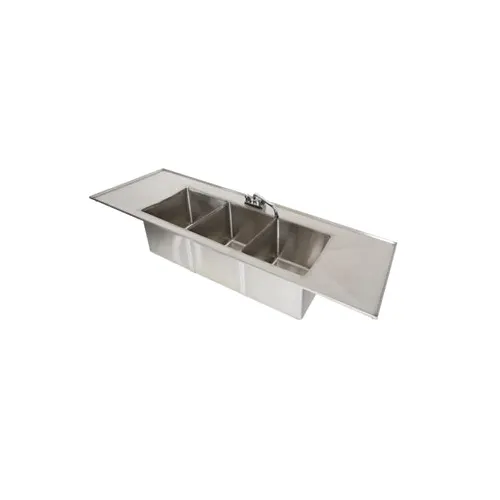 Klinger's Trading MDIS32D Drop-In Sink, Three Compartment, (2) 15" Drainboards