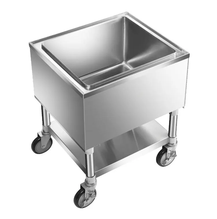 Klinger's Trading MIB3021 Stainless Steel Mobile Ice Bin, 31 lb, Silver