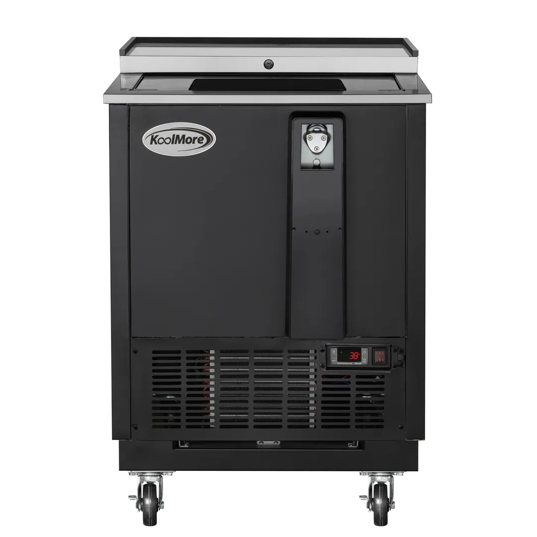 Koolmore KM-BOC25-BK Bottle Cooler, 25", 5 Cu Ft, Black, 115V, 33-40°F, 4 Casters, Defrost