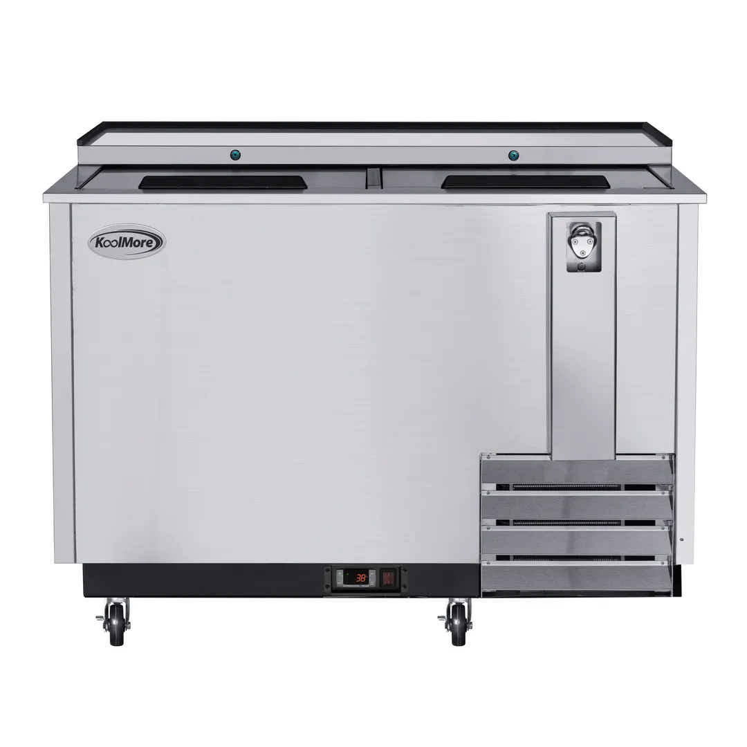 Koolmore KM-BOC50-SS Bottle Cooler, 50" Width, 14 Cu Ft, Stainless Steel, 115V, 33‑40°F, 4 Casters