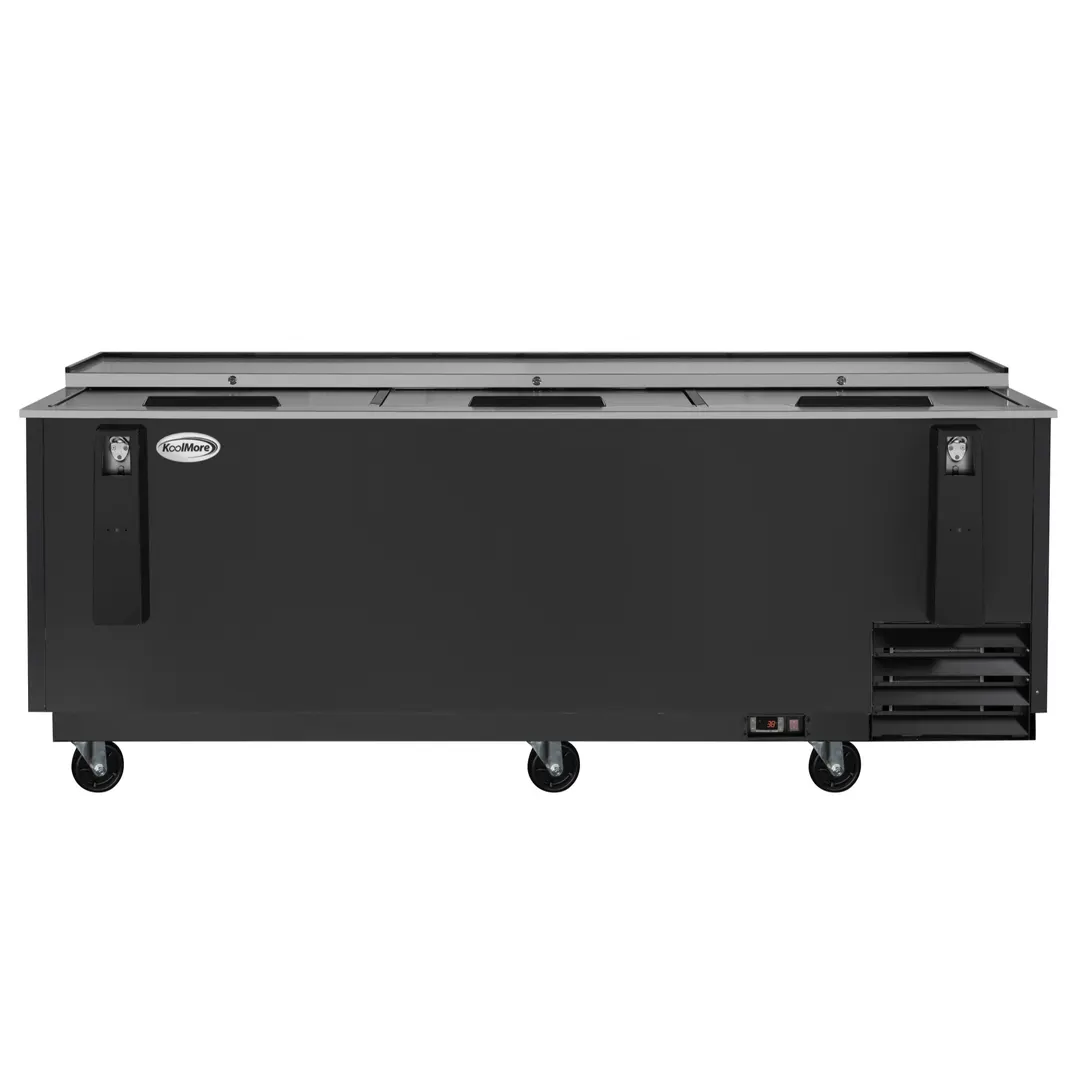 Koolmore KM-BOC95-BK Bottle Cooler, 95", 30 cu ft, Black, Opener, 6 Casters, 33‑40°F, 115V ETL