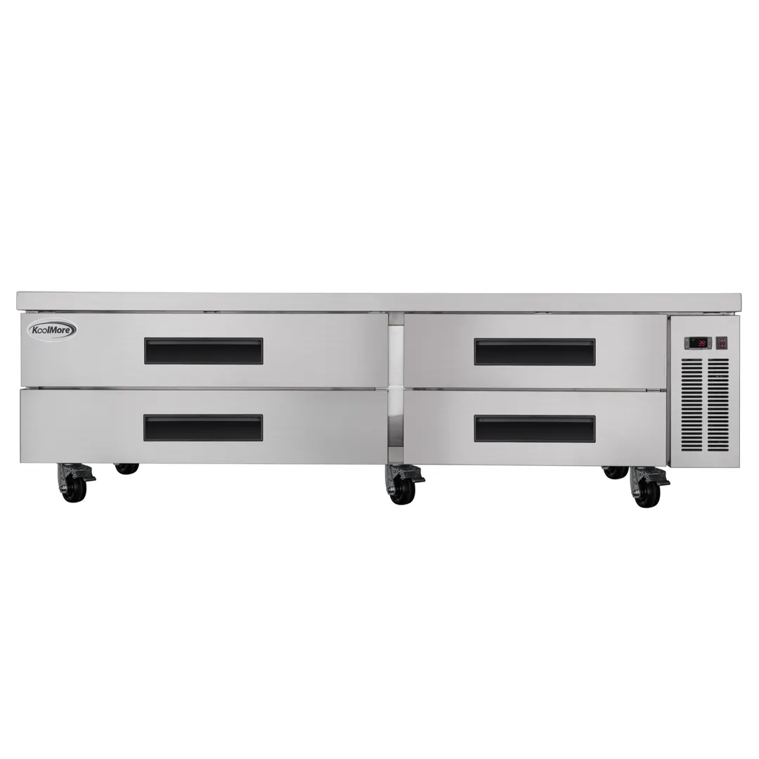 Koolmore KM-BR-844D 84"W x 32"D x 26"H 1-Door SS Cabinet, Drawers, Auto-Defrost, 33-40°F, ETL