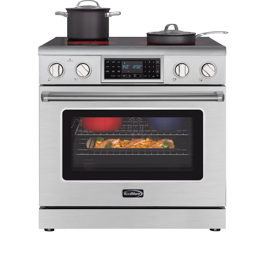 Koolmore KM-EPR-36TDP-SS Professional Electric Range, 36"W X 27-1/2"D X 39"H