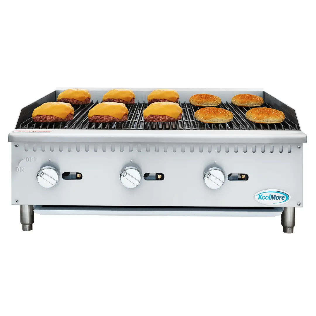 Koolmore KM-GCB3-36M 35" Countertop Gas Radiant Charbroiler w/ (3) Burners, 90.000 BTU