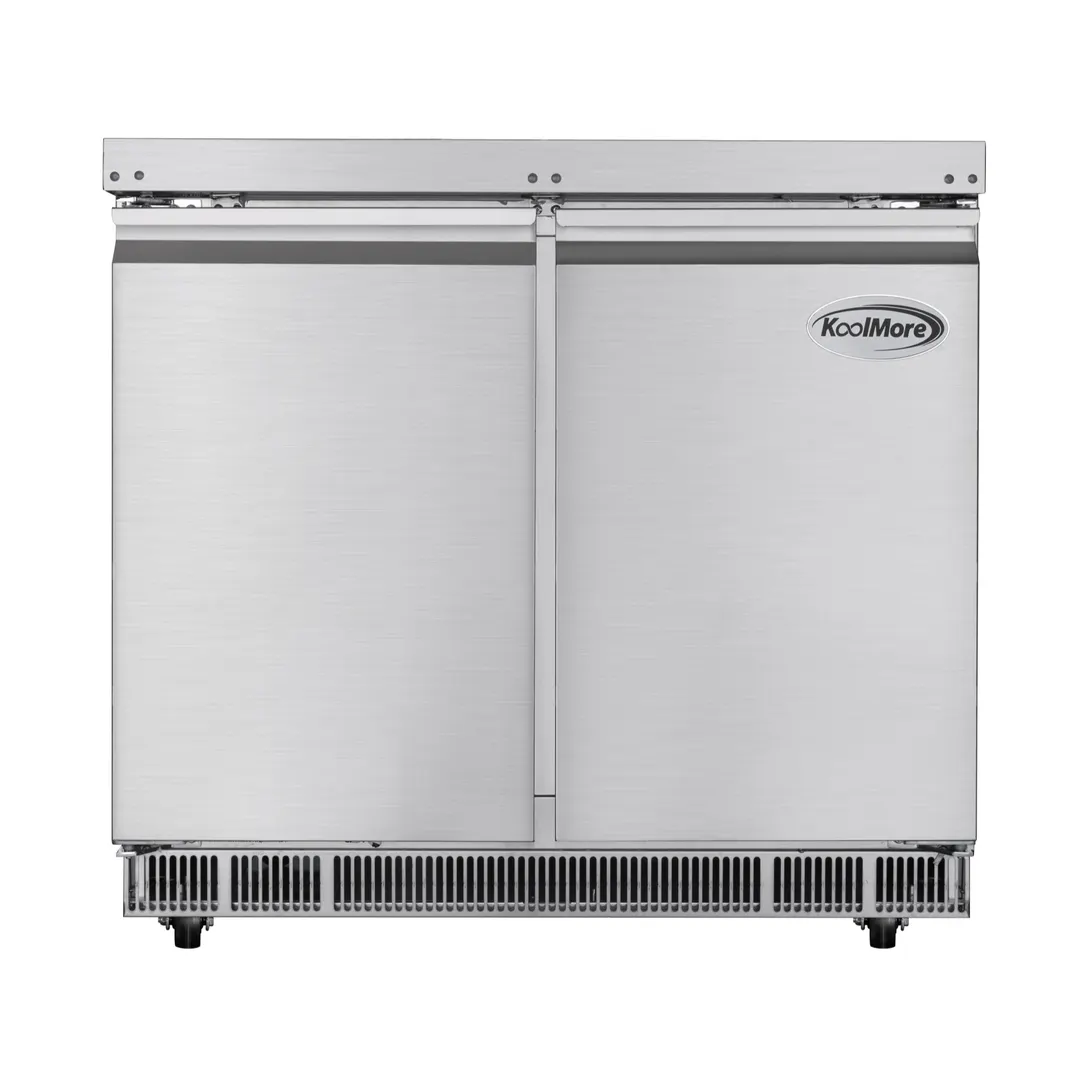 Koolmore KM-RBT-36C 36" 2 Doors Refrigerated Pizza Prep Table, 6 Pans with Covers