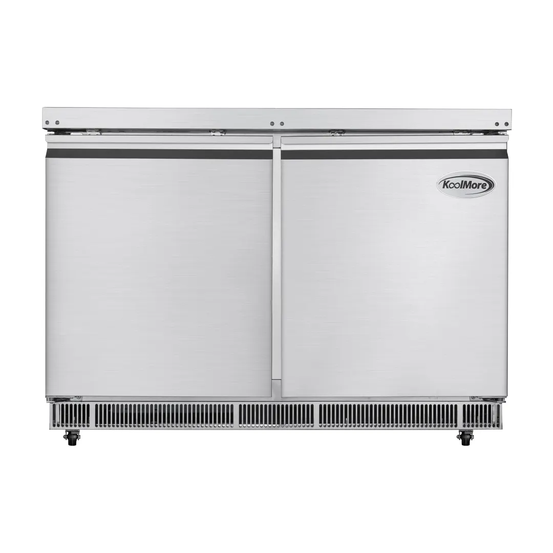 Koolmore KM-RBT-48C 46" 2 Doors Refrigerated Pizza Prep Table, 9 Pans with Covers