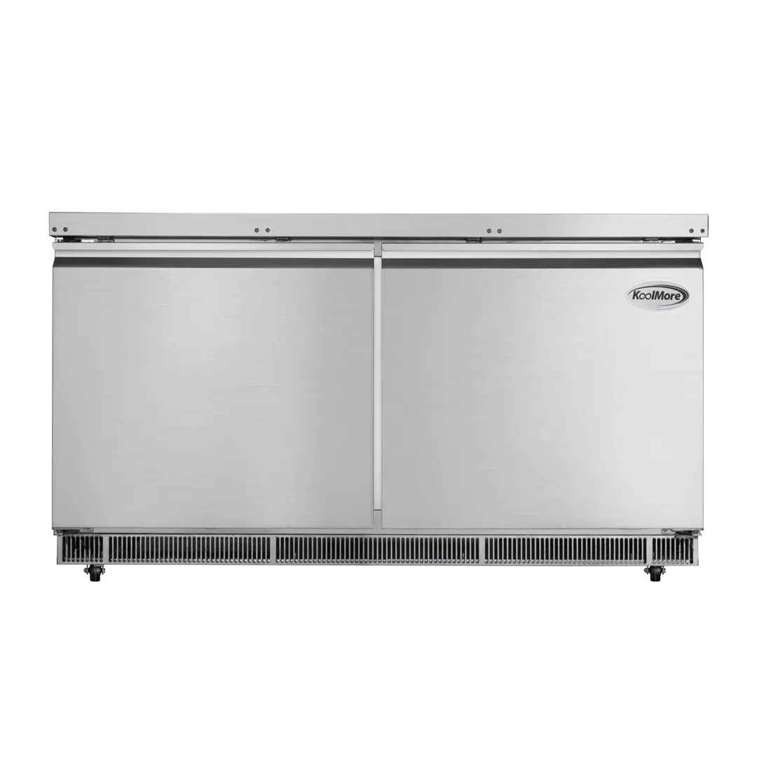 Koolmore KM-RBT-60C 60" 2 Doors Refrigerated Pizza Prep Table, 12 Pans with Covers