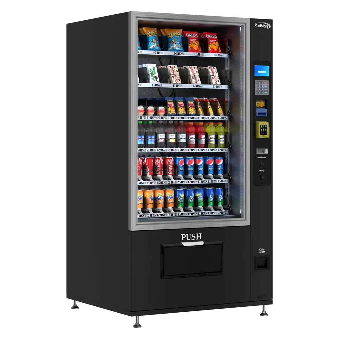 Koolmore KM-VMR-40-BR Refrigerated Snack and Drink Vending Machine w/ 60 Slots, Bill Acceptor and Credit Card Reader