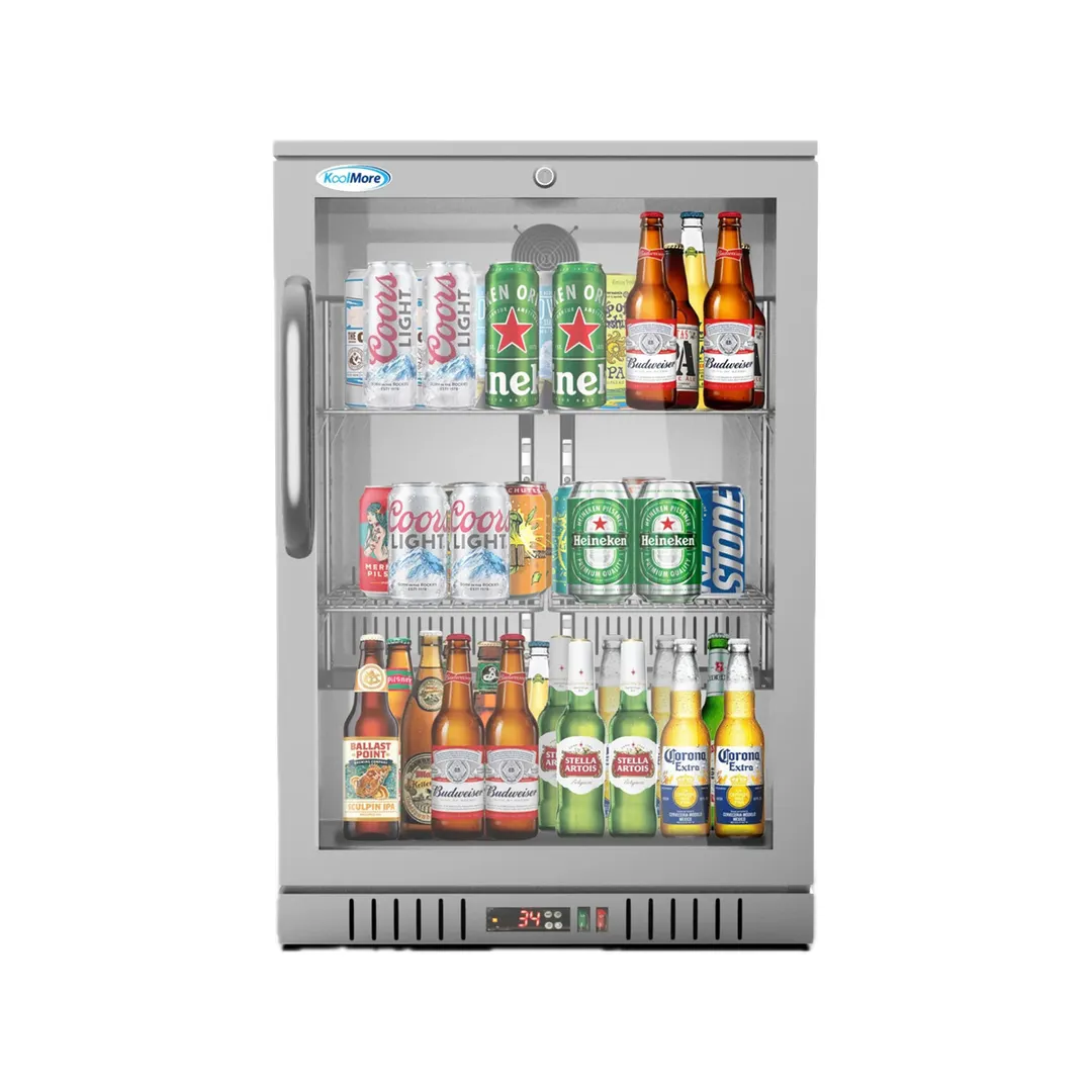 Koolmore BC-1DSW-SS Back Bar Cooler 23"×20½"×35⅖" 4.1 cu ft SS Glass Door‑Lock LED Temp R‑600a 115V