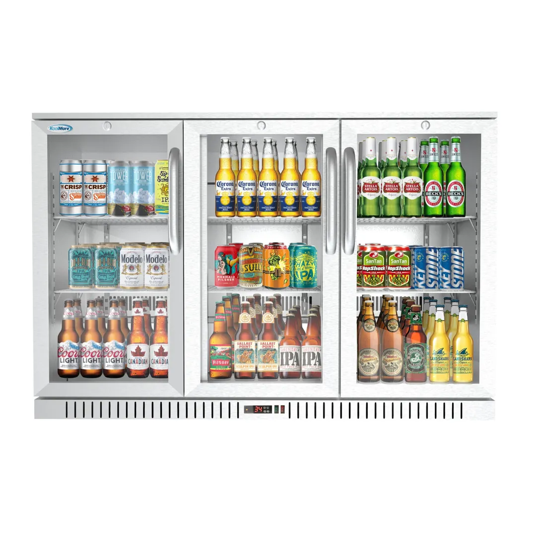 Koolmore BC-3DSW-SS 53" Bar Cooler, 11.3 cu ft, 3 Glass Doors, LED Digital, R-600a, 1/7 HP, 115V