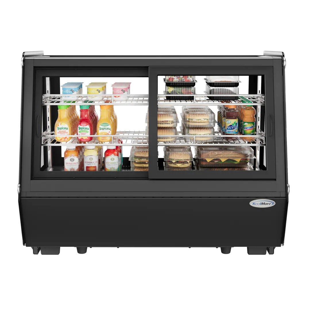 Koolmore CDC-165-BK Display Case, 35" Black, Front & Rear Doors, Temp Control, Shelves, Auto‑Defrost