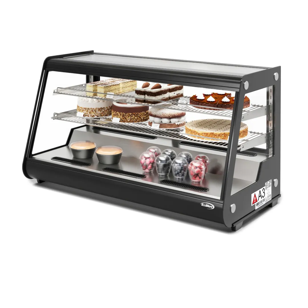Koolmore CDC-7C-BK – 48" Display Case, Black, Sliding Doors, 2 Shelves, 32°‑53.6°F, R290, 71" Cord
