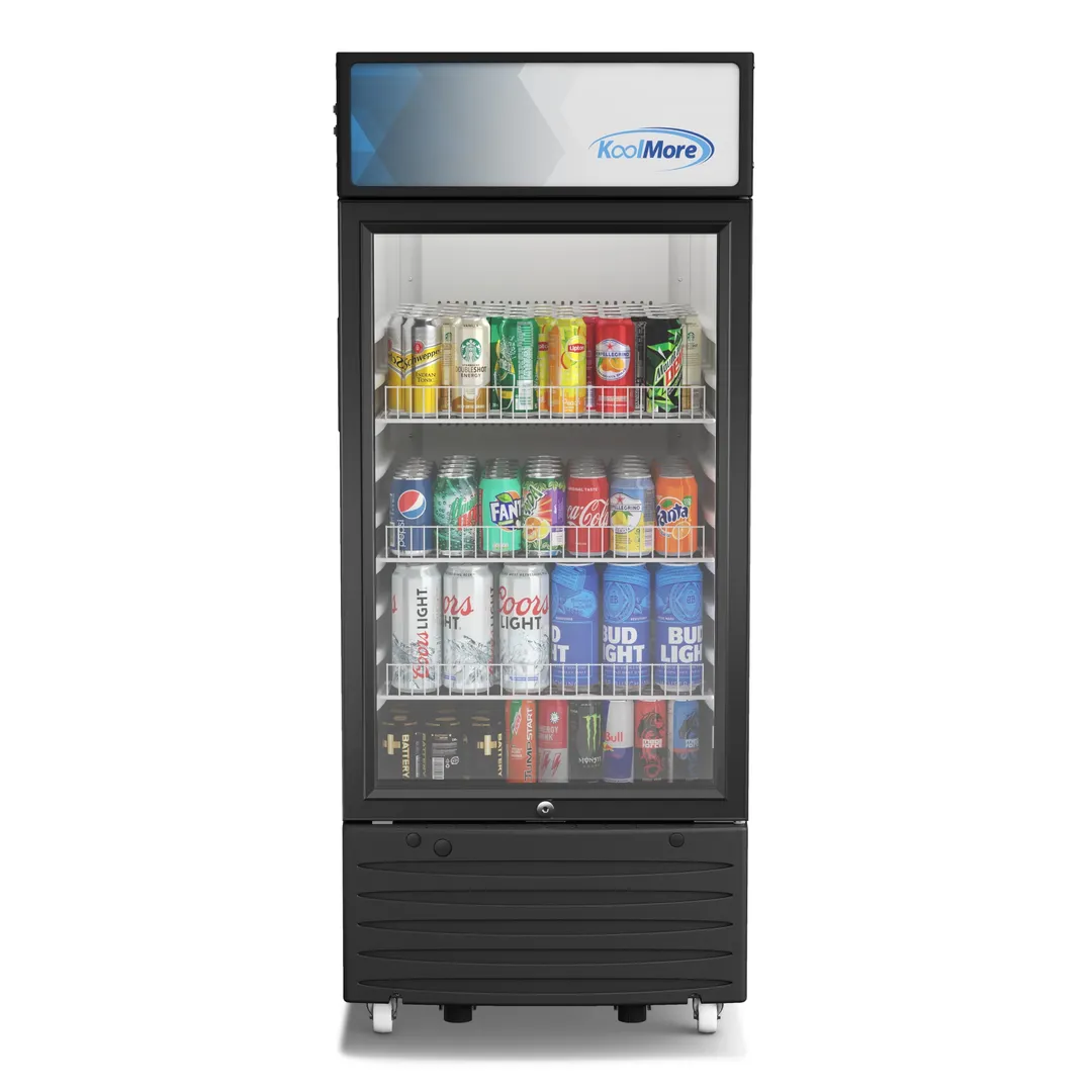 Koolmore KM-MDR-1D-6C 21" Merchandiser Refrigerator, 6 cu ft, Black, Glass Door with Lock, LED Light