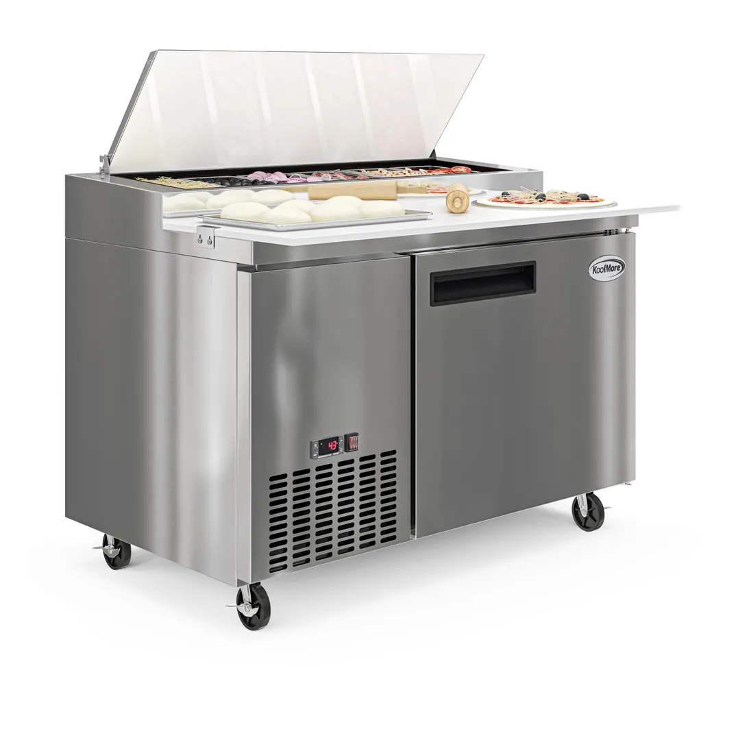 Koolmore KM-RPPS-1DSS 50" 1 Door Refrigerated Pizza Prep Table w/ Built-in Cutting Board