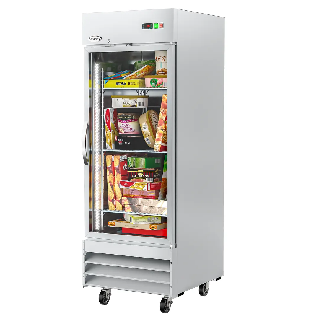 Koolmore RIF-1D-GD 29" 1-Section Reach-In Freezer, Glass Door, Bottom Mount, 23 cu. ft., Stainless Steel