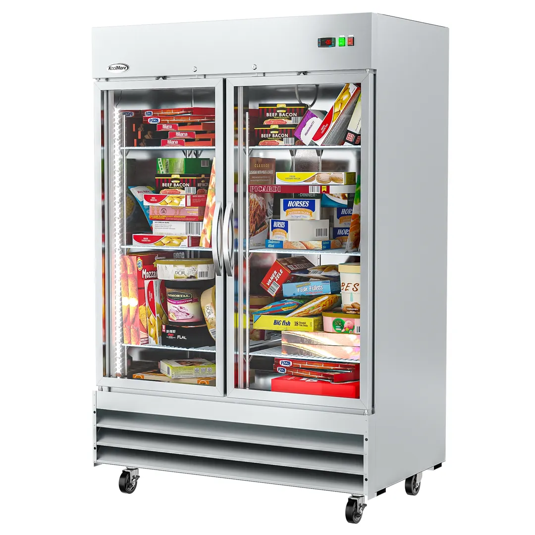 Koolmore RIF-2D-GD 54" 2-Glass Door Reach-In Freezer, Bottom Mount, 47 cu. ft., Stainless Steel