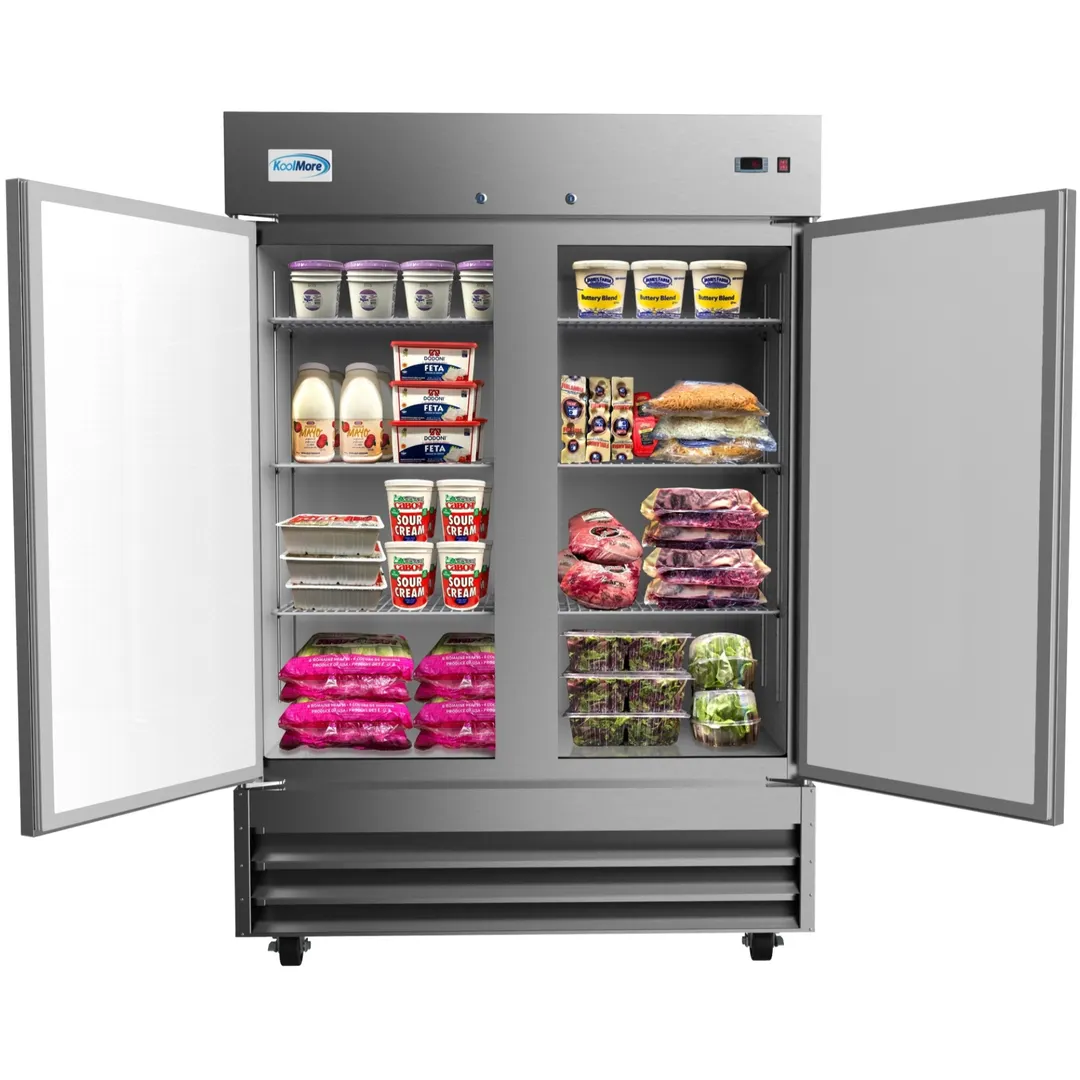 Koolmore RIR-2D-SS 54" 2-Solid Door Reach-In Refrigerator, 47 cu. ft., Bottom Mounted