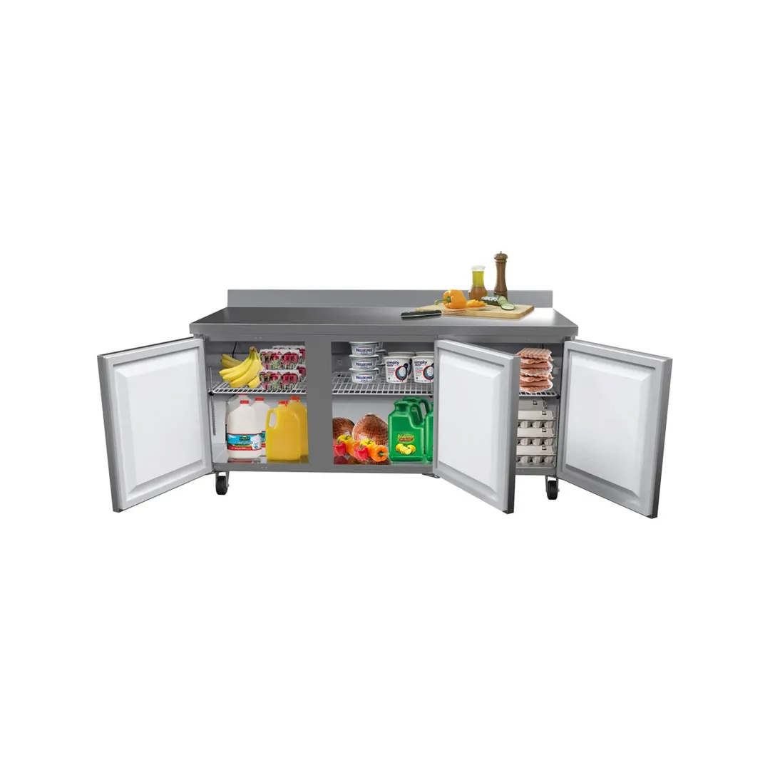 Koolmore RWT-3D-16C 71" 3-Section Worktop Refrigerator w/ 3 Doors, 16.9 cu. ft.