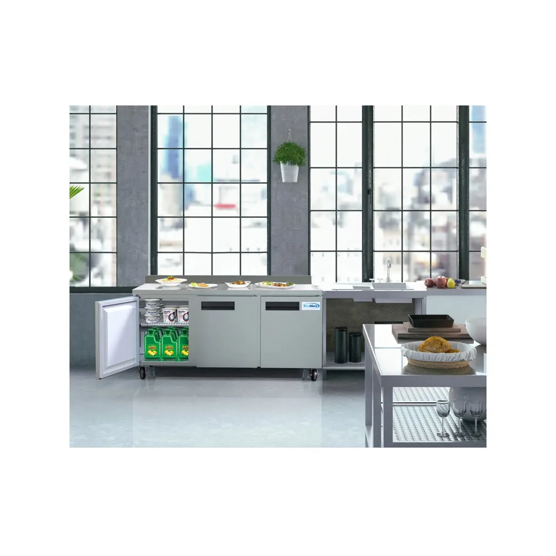Koolmore RWT-3D-16C 71" 3-Section Worktop Refrigerator w/ 3 Doors, 16.9 cu. ft.