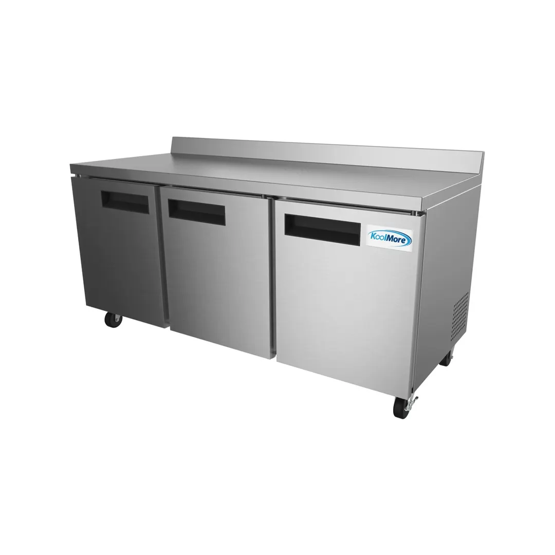 Koolmore RWT-3D-16C 71" 3-Section Worktop Refrigerator w/ 3 Doors, 16.9 cu. ft.