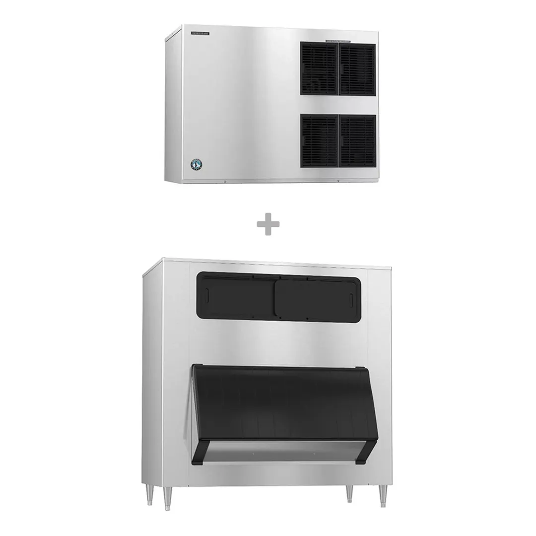 Hoshizaki KM-1900SWJ/B-1500SS Water Cooled Crescent 1880 lb Ice Machine with Bin, 1500 lb Storage