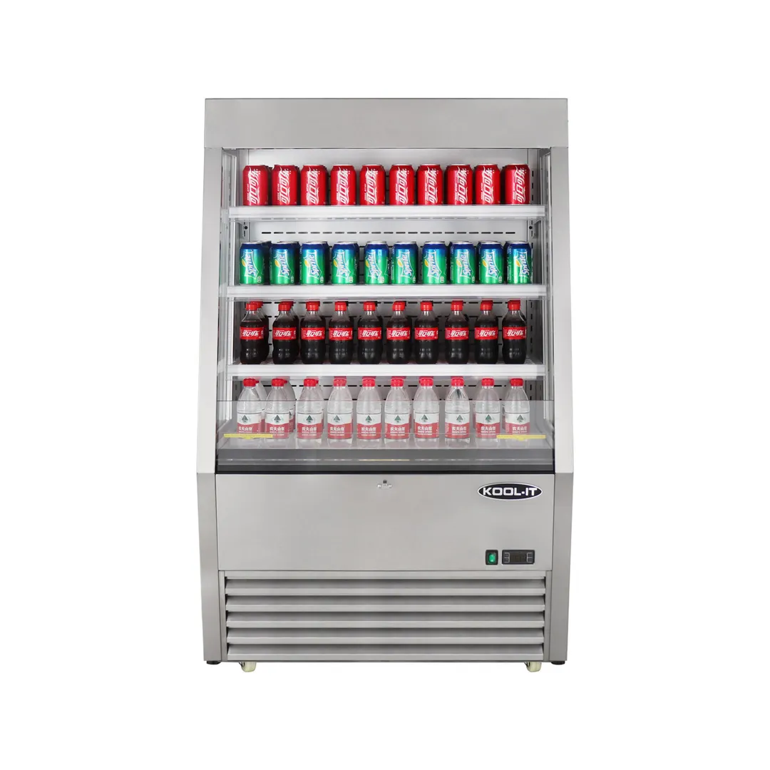 Kool-It KOM-36SS 36" Self-Serve Vertical Open Air Merchandiser, Stainless Steel, 14 cu. ft.