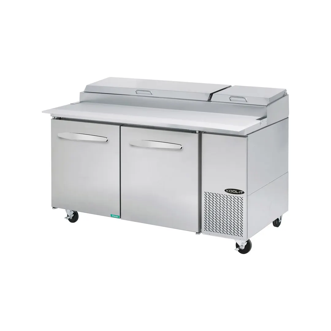 Kool-It KPT-67-2 67" 2-Section Refrigerated Pizza Prep Table w/ 2 Doors, 20.2 cu. ft.