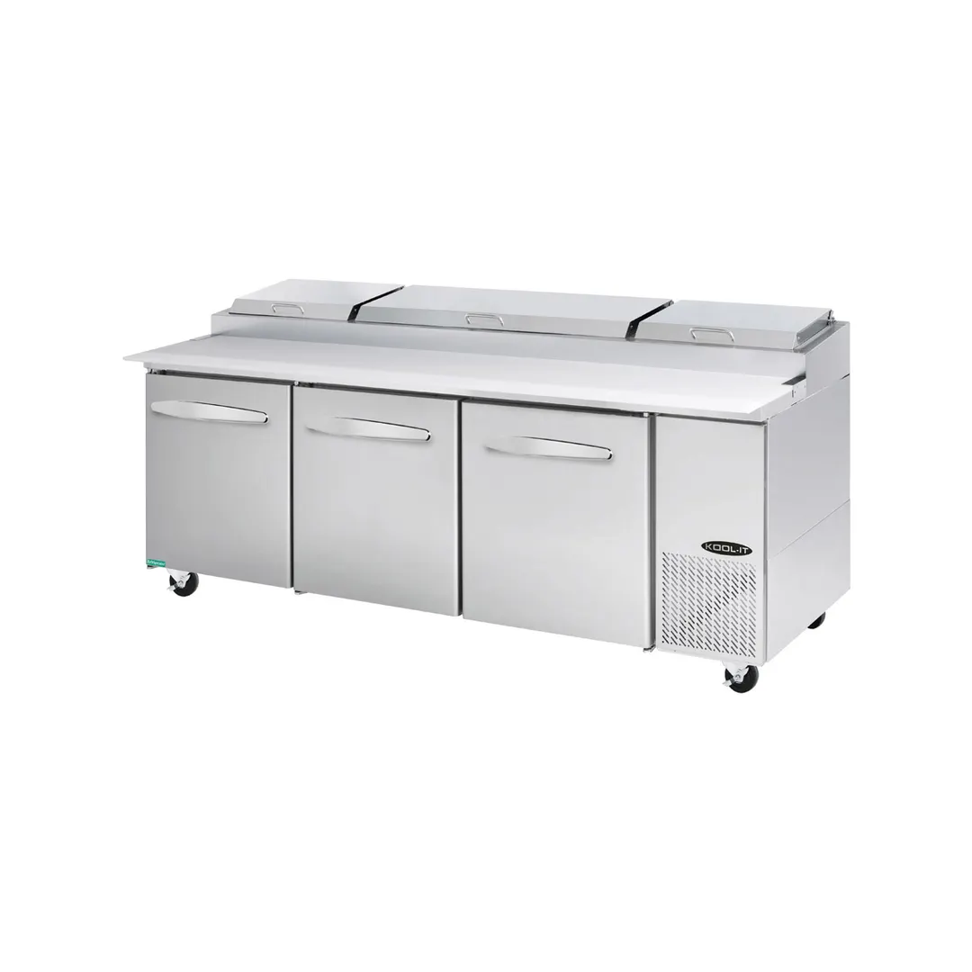 Kool-It KPT-93-3 93" 3-Section Refrigerated Pizza Prep Table w/ 3 Doors, 30.8 cu. ft.