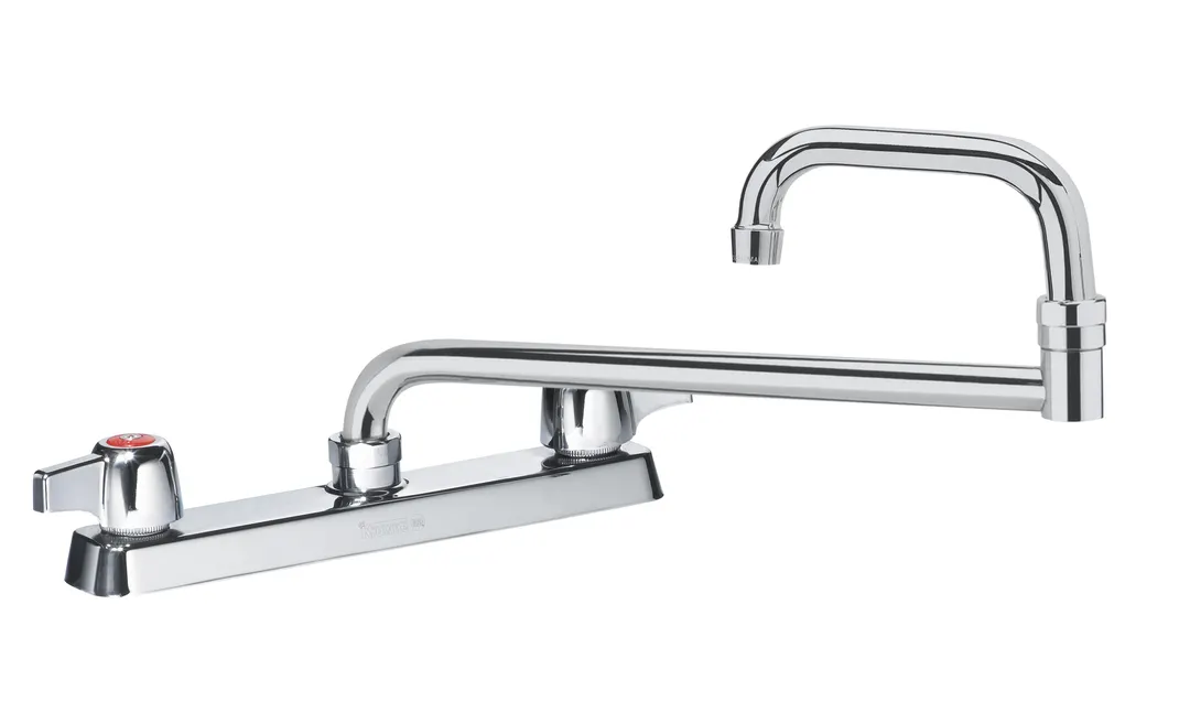 Krowne 13-824L Silver Series Double-Jointed Deck Mount Faucet w/ 8" Centers, 24" Spout