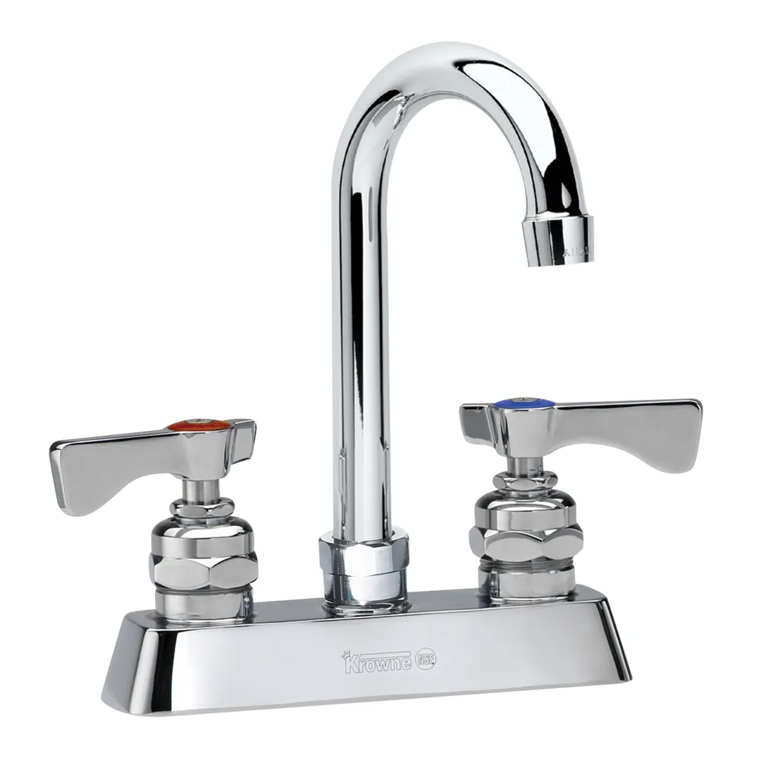 Krowne 15-301L Royal Series Low Lead Deck Mount Faucet w/ 4" Centers, 6" Gooseneck Spout