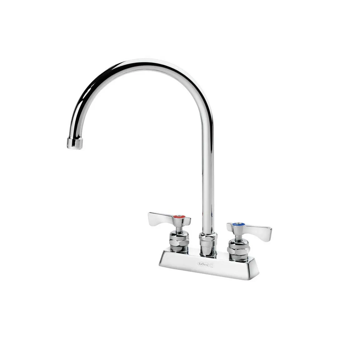 Krowne 15-302L Royal Series Low Lead Deck Mount Faucet w/ 4" Centers, 8.5" Gooseneck Spout