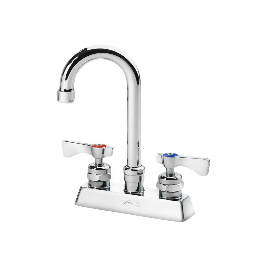 Krowne 15-325L Royal Series Low Lead Deck Mount Faucet w/ 4" Centers, 3.5" Gooseneck Spout