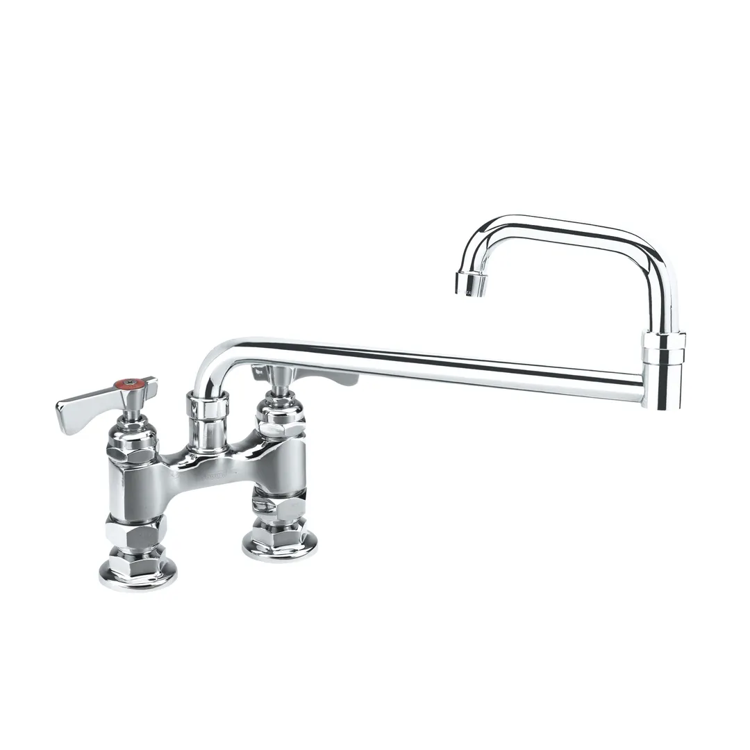 Krowne 15-418L Royal Series Double-Jointed Deck Mount Faucet w/ 4" Centers, 18" Swing Spout