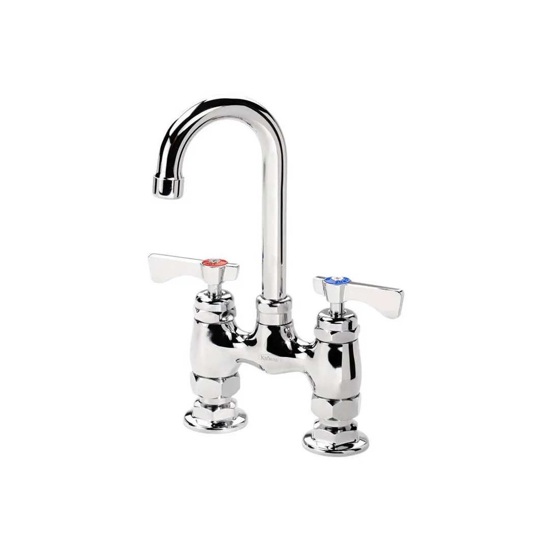 Krowne 15-425L Royal Series Low Lead Deck Mount Faucet w/ 4" Centers, 3.5" Gooseneck Spout