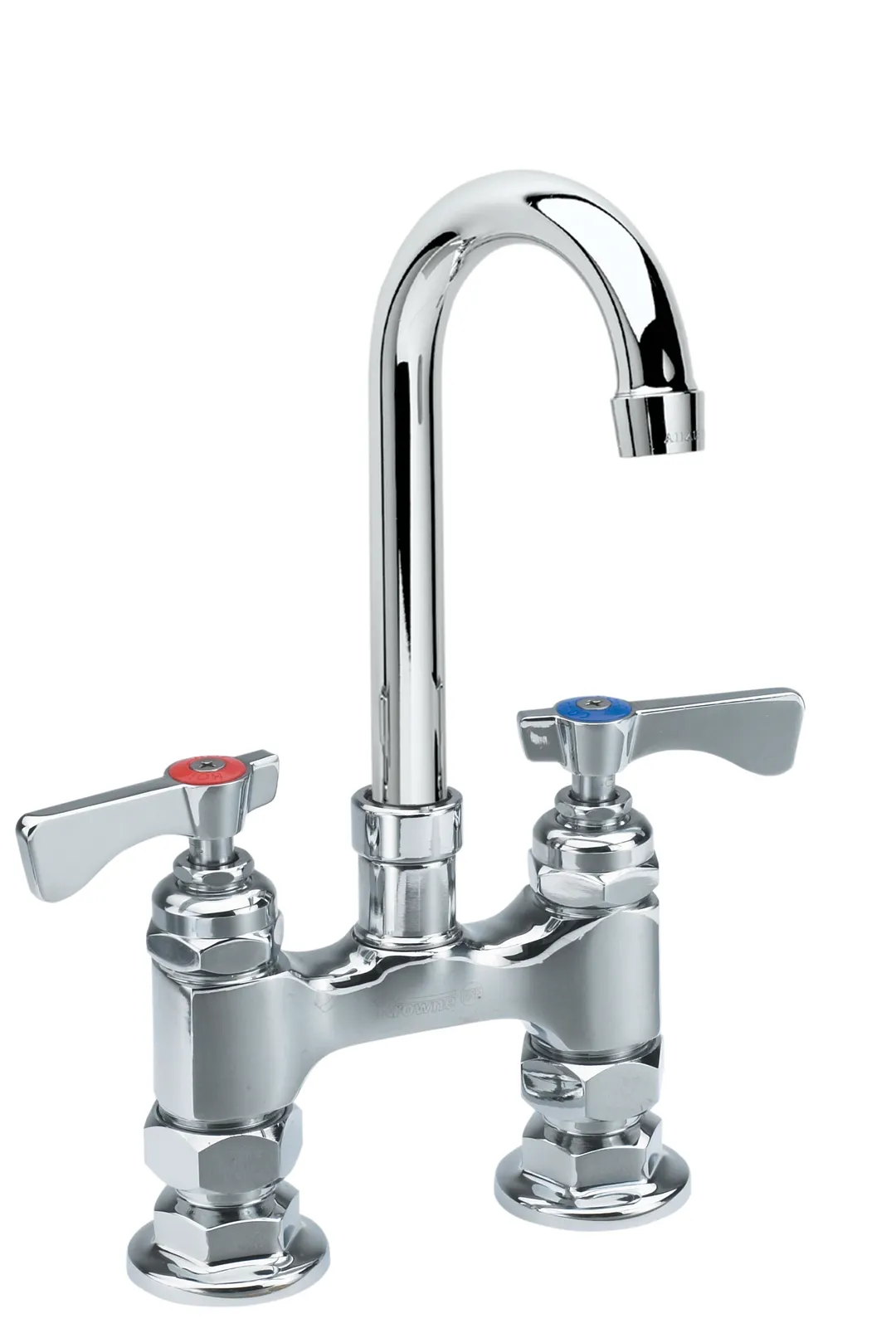 Krowne 15-425L Royal Series Low Lead Deck Mount Faucet w/ 4" Centers, 3.5" Gooseneck Spout