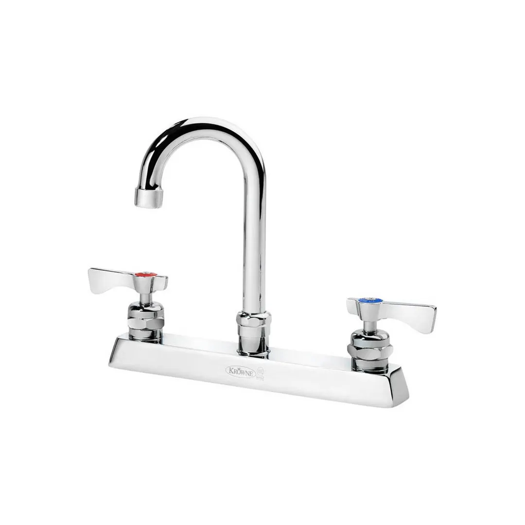 Krowne 15-525L Royal Series Low Lead Deck Mount Faucet w/ 8" Centers, 3.5" Gooseneck Spout