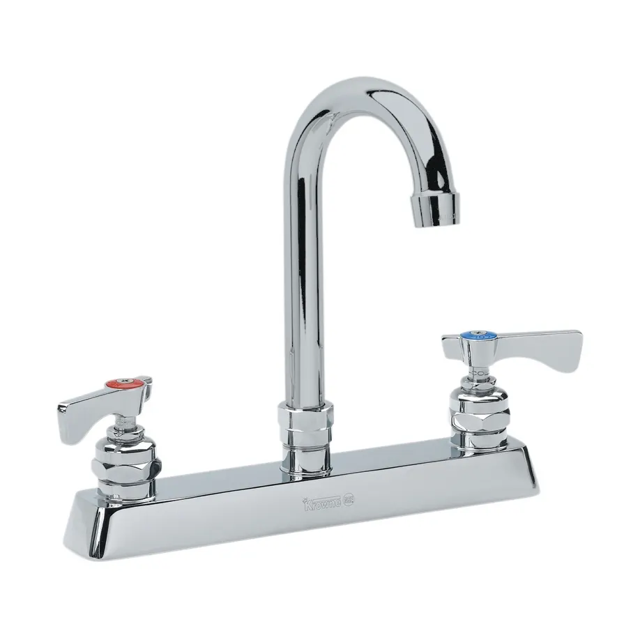 Krowne 15-525L Royal Series Low Lead Deck Mount Faucet w/ 8" Centers, 3.5" Gooseneck Spout