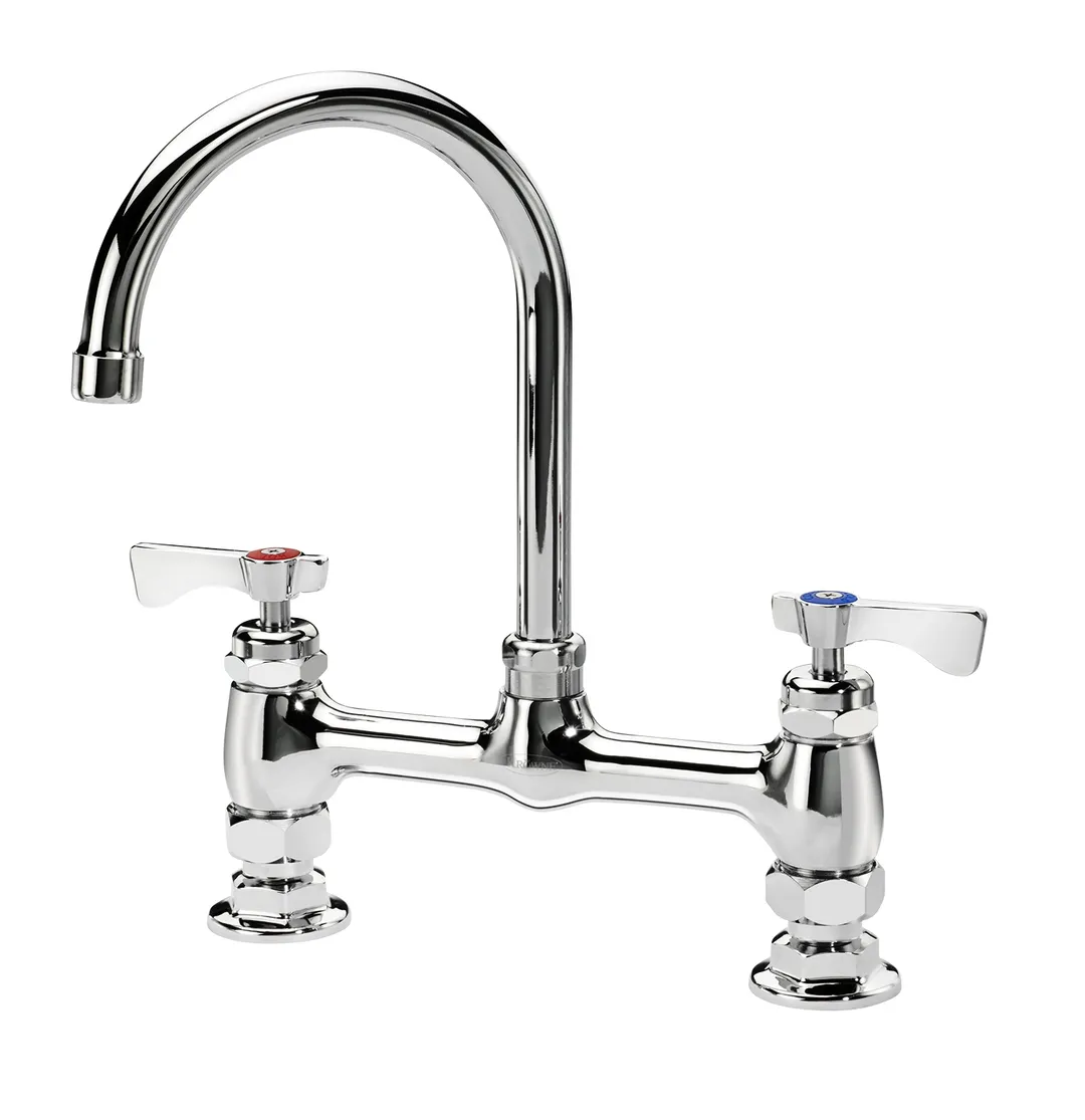 Krowne 15-801L Royal Series Low Lead Deck Mount Faucet w/ 8" Centers, 6" Gooseneck Spout