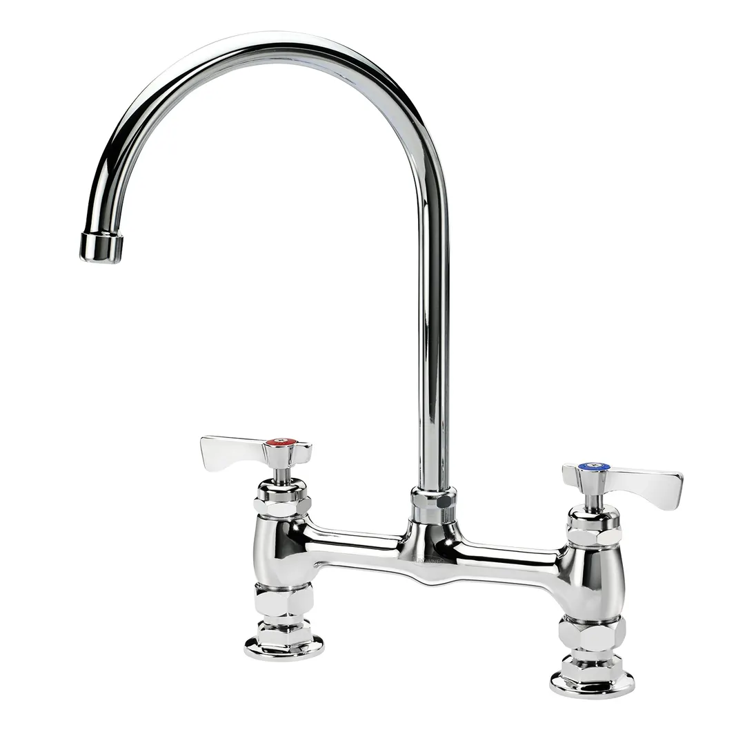 Krowne 15-802L Royal Series Low Lead Deck Mount Faucet w/ 8" Centers, 8.5" Gooseneck Spout